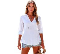 Women's Summer Beach Cover Up Hoodie Long Sleeve V Neck Drawstring Pocket Casual Loose Fit Tunic Top Shirt for Vacation Travel Daily Wear