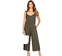 Women's Summer Casual Bow Tie Strap Jumpsuit Sleeveless Square Neck Wide Leg Cropped Pants Romper Beach Vacation Outfit Black