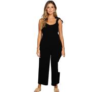 Women's Summer Casual Bow Tie Strap Jumpsuit Sleeveless Square Neck Wide Leg Cropped Pants Romper Beach Vacation Outfit Black