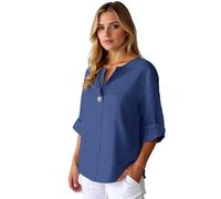 Women's Summer Casual Linen Blend V-Neck Button Down Shirt Loose Fit Short Sleeve Tunic Top with Pocket for Beach Vacation Daily Wear Black