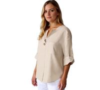 Women's Summer Casual Linen Blend V-Neck Button Down Shirt Loose Fit Short Sleeve Tunic Top with Pocket for Beach Vacation Daily Wear Black
