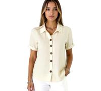Women's Summer Casual Linen Button Down Shirt Short Sleeve Loose Fit Beach Blouse Tops Lightweight Breathable Cotton Blend Collared Tunic for Vacation Work Daily Wear