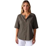 Women's Summer Casual Linen Button Down Shirt Short Sleeve V Neck Loose Fit Blouse with Pocket Lightweight Breathable Cotton Top for Daily Work Beach Vacation