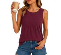 Women's Summer Casual Sleeveless Tank Top with Pintuck Detail Round Neck Loose Fit Blouse for Daily Wear Vacation Beach Outfit Soft Knit