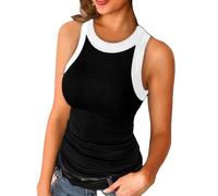 Women's Summer Casual Solid Color Sleeveless Tank Top Round Neck Slim Fit Basic tee Shirt for Daily Wear Workout Yoga Army Green