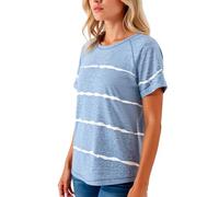 Women's Summer Casual Striped T-Shirt Short Sleeve Crew Neck Loose Fit Top with Side Slits for Daily Wear Vacation Beach Outfit Green