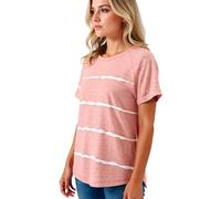 Women's Summer Casual Striped T-Shirt Short Sleeve Crew Neck Loose Fit Top with Side Slits for Daily Wear Vacation Beach Outfit Green