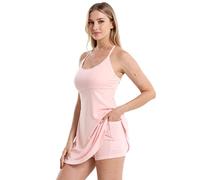 Women's Summer Casual Two Piece Set Sleeveless Tank Top and Shorts Loungewear Pajama Set with Pockets Soft Breathable Sleepwear for Home