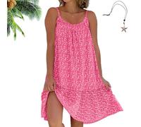 Women's Summer Floral Printed Camisole Dress, Sleeveless Loose-Fit Boho Beach Dress, Casual Knee-Length Slip Sundress (FR/ES, Letras, 3XL, Regular, Regular, Pink)
