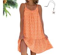 Women's Summer Floral Printed Camisole Dress, Sleeveless Loose-Fit Boho Beach Dress, Casual Knee-Length Slip Sundress (FR/ES, Letras, XXL, Regular, Regular, Orange)