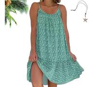 Women's Summer Floral Printed Camisole Dress, Sleeveless Loose-Fit Boho Beach Dress, Casual Knee-Length Slip Sundress