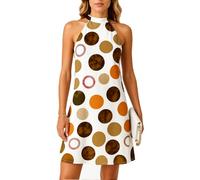 Women's Summer Halter Neck Polka Dot Print Dress Sleeveless A-Line Swing Mini Dress Casual Beach Vacation Party Outfit Green Boho