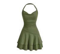 Women's Summer Knit Halter Neck Slim Fit Short Dress Sleeveless Backless Short Dress