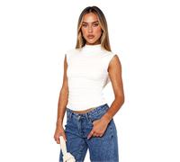 Women's Summer Mock Neck Sleeveless Top Ruched Side Slim Fit Basic Tank Top Casual Solid Color Bodycon tee for Daily Wear and Party Fashion