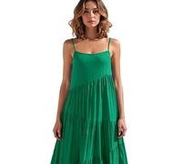 Women's Summer Sleeveless Spaghetti Strap Maxi Dress Casual Tiered Flowy Long Dress Solid Color Loose Fit Beach Vacation Sundress