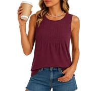 Women's Summer Sleeveless Tank Top Casual Loose Fit Ribbed Knit Scoop Neck T-Shirt Fashionable Relaxed Fit Sleeveless Blouse for Daily Wear Vacation Grey Outfits