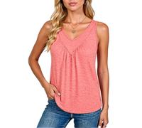 Women's Summer Sleeveless V Neck Tank Top Casual Loose Fit Flowy Blouse with Pockets Soft Cotton Blend Tunic Shirt for Spring Beach Vacation Green