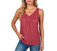 Women's Summer Sleeveless V Neck Tank Top Casual Loose Fit Flowy Blouse with Pockets Soft Cotton Blend Tunic Shirt for Spring Beach Vacation Green