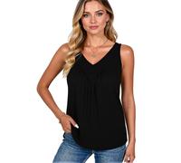 Women's Summer Sleeveless V Neck Tank Top Casual Loose Fit Flowy Blouse with Pockets Soft Cotton Blend Tunic Shirt for Spring Beach Vacation Green