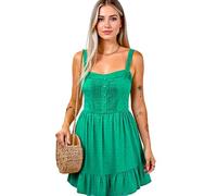 Women's Summer Square Neck Sundress Sleeveless Button Front A-Line Mini Dress with Pockets Ruffle Hem Casual Beach Vacation Outfit Sage Green