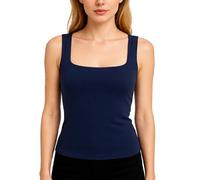 Women's Summer Square Neck Tank Top Sleeveless Ribbed Knit Camisole Basic Slim Fit Casual White T-Shirt for Daily Wear Layering and Beach Vacation