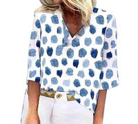 Women's Summer Tops 3/4 Sleeve V Neck Polka Dot Print Loose Fit T-Shirt Casual Tunic Tops Eleagnt Going out Basic Blouse C-95