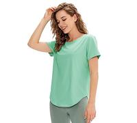 Womens Summer Tshirts and Tops Women's New Loose Yoga Breathable Sports Casual Elastic Quick Drying Top T Shirt