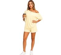 Women's Summer Two Piece Outfit Asymmetrical One Shoulder Top and Shorts Set Casual Loose Fit Short Sleeve Lounge Wear Vacation Beach Black Matching Set for Ladies