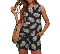 Women's Summer Two Piece Outfits Sleeveless Striped Tank Top and Shorts Set Casual Vacation Lounge Wear Lightweight Breathable Matching Set for Beach