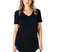 Women's Summer V Neck Short Sleeve Loose T Shirt Curved Hem Plus Size Solid Color Basic Top Casual Blouse for Daily Wear and Vacation