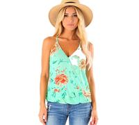 Women's Summer V Neck Spaghetti Strap Camisole Top Casual Loose Fit Wrap Front Tank Tops Solid Color Sleeveless Blouse for Beach Vacation