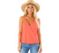 Women's Summer V Neck Spaghetti Strap Camisole Top Casual Loose Fit Wrap Front Tank Tops Solid Color Sleeveless Blouse for Beach Vacation