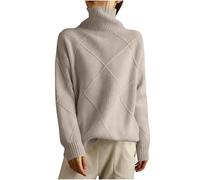 Women's Sweaters Long Sleeve High Collar Solid Color Knitted Loose Fashion Fall and Winter Outfits for Casual