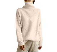Women's Sweaters Long Sleeve High Collar Solid Color Knitted Loose Fashion Fall and Winter Outfits for Casual
