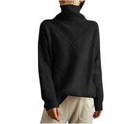 Women's Sweaters Long Sleeve High Collar Solid Color Knitted Loose Fashion Fall and Winter Outfits for Casual