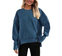 Womens Sweatshirt Crew Neck Long Sleeve Oversized Side Slit Pullover (Blue,XXL)