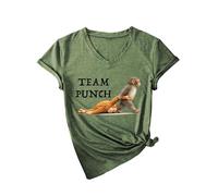 Womens Team Punch Monkey Graphic V Neck T Shirt Funny Cute Animal Lover tee Short Sleeve Casual Summer Top Yellow Soft Cotton Blend Fashion Gift
