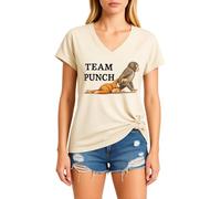 Womens Team Punch Monkey Graphic V Neck T Shirt Funny Cute Animal Lover tee Short Sleeve Casual Summer Top Yellow Soft Cotton Blend Fashion Gift