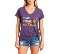 Womens Team Punch Monkey Graphic V Neck T Shirt Funny Cute Animal Lover tee Short Sleeve Casual Summer Top Yellow Soft Cotton Blend Fashion Gift