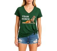 Womens Team Punch Monkey Graphic V Neck T Shirt Funny Cute Animal Lover tee Short Sleeve Casual Summer Top Yellow Soft Cotton Blend Fashion Gift