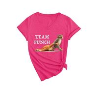 Womens Team Punch Monkey Graphic V Neck T Shirt Funny Cute Animal Lover tee Short Sleeve Casual Summer Top Yellow Soft Cotton Blend Fashion Gift