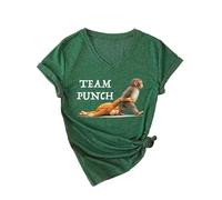 Womens Team Punch Monkey Graphic V Neck T Shirt Funny Cute Animal Lover tee Short Sleeve Casual Summer Top Yellow Soft Cotton Blend Fashion Gift