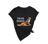 Womens Team Punch Monkey Graphic V Neck T Shirt Funny Cute Animal Lover tee Short Sleeve Casual Summer Top Yellow Soft Cotton Blend Fashion Gift
