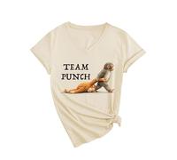 Womens Team Punch Monkey Graphic V Neck T Shirt Funny Cute Animal Lover tee Short Sleeve Casual Summer Top Yellow Soft Cotton Blend Fashion Gift