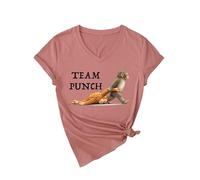 Womens Team Punch Monkey Graphic V Neck T Shirt Funny Cute Animal Lover tee Short Sleeve Casual Summer Top Yellow Soft Cotton Blend Fashion Gift