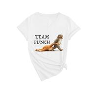 Womens Team Punch Monkey Graphic V Neck T Shirt Funny Cute Animal Lover tee Short Sleeve Casual Summer Top Yellow Soft Cotton Blend Fashion Gift