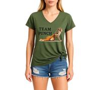 Womens Team Punch Monkey Graphic V Neck T Shirt Funny Cute Animal Lover tee Short Sleeve Casual Summer Top Yellow Soft Cotton Blend Fashion Gift