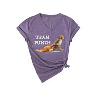 Womens Team Punch Monkey Graphic V Neck T Shirt Funny Cute Animal Lover tee Short Sleeve Casual Summer Top Yellow Soft Cotton Blend Fashion Gift