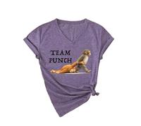 Womens Team Punch Monkey Graphic V Neck T Shirt Funny Cute Animal Lover tee Short Sleeve Casual Summer Top Yellow Soft Cotton Blend Fashion Gift