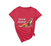 Womens Team Punch Monkey Graphic V Neck T Shirt Funny Cute Animal Lover tee Short Sleeve Casual Summer Top Yellow Soft Cotton Blend Fashion Gift